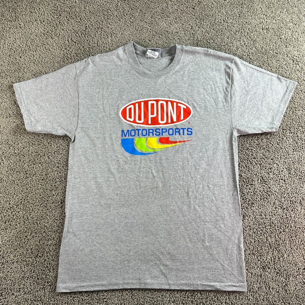 Dupont Motorsports Shirt Mens Large Gray Red Nascar Short Sleeve Winners Circle